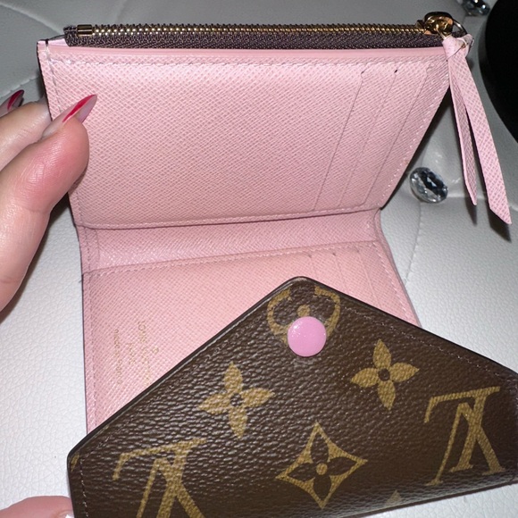 Louis Vuitton Brown Monogram Wallet with Pink Button - Picture 6 of 7